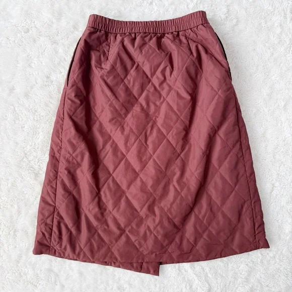 Uniqlo Woman Burgundy Quilt Windproof Wrap Skirt SMALL Contemporary Gorpcore - Picture 5 of 9